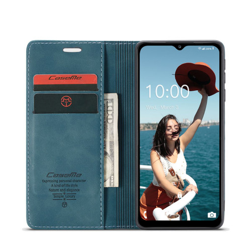Blue CaseMe Slim 2 Card Slot Classy Wallet Case For Galaxy A12 - 1