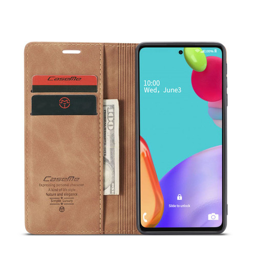 Brown CaseMe Soft Matte Quality Wallet Case For Galaxy A22 5G - 1