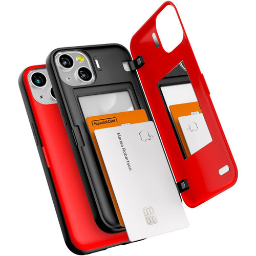 Red Mercury Slim Magnetic Door Credit Card Case For iPhone 13 - 1
