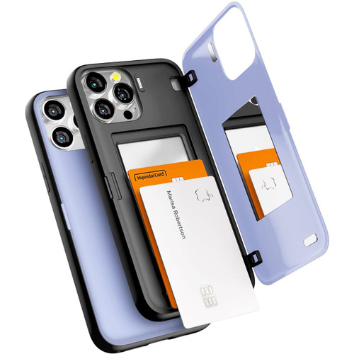 Lilac iPhone 13 Pro Max Mercury Magnetic Door Bumper Card Holder Case - 1
