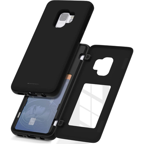 Black Galaxy S9 Mercury Slim Magnetic Door Credit Card Case - 1