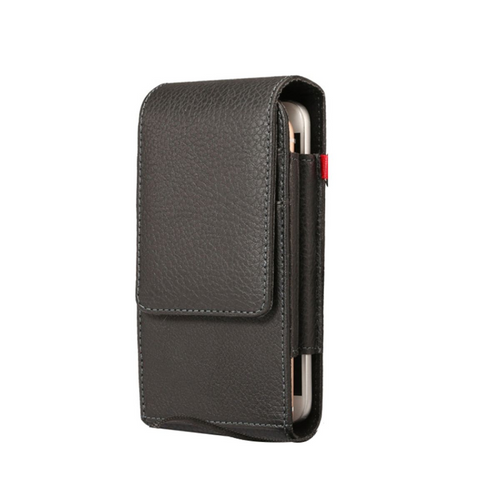 Black 6.5 inch Oppo Reno 2z Universal Tradies PU Leather Vertical Belt Clip Case - 1