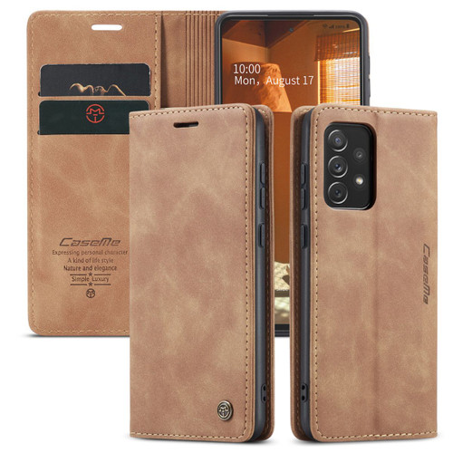 Brown Galaxy A73 5G CaseMe Compact Flip  Wallet Case - 1