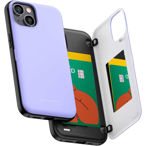 Lilac iPhone 14 Mercury Magnetic Door Bumper Card Holder Case - 1