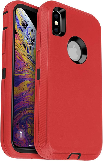Red Heavy Duty Military Defense Drop Proof Case For iPhone X / XS - 1