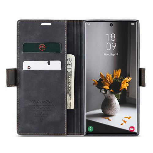 Black CaseMe Compact Flip  Wallet Case For Galaxy S23 Ultra - 1