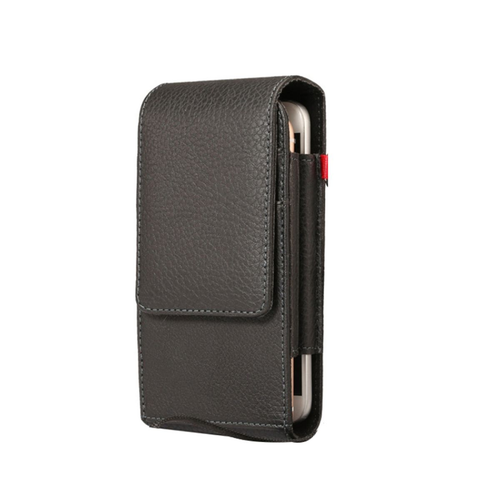 Black 6.5 inch Vertical Belt Clip Leather Holster Case for Tradie For Galaxy A14 5G - 1