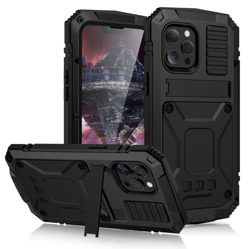 Black iPhone 13 Pro Max Extreme Dustproof Shockproof Metal Case - 1
