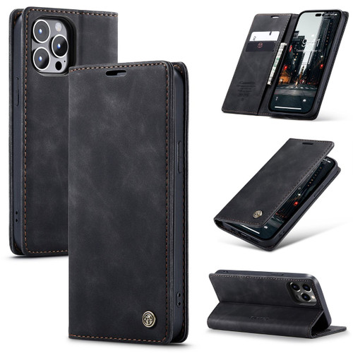 Black iPhone 15 Pro Compact Flip Quality Wallet Case Cover - 1