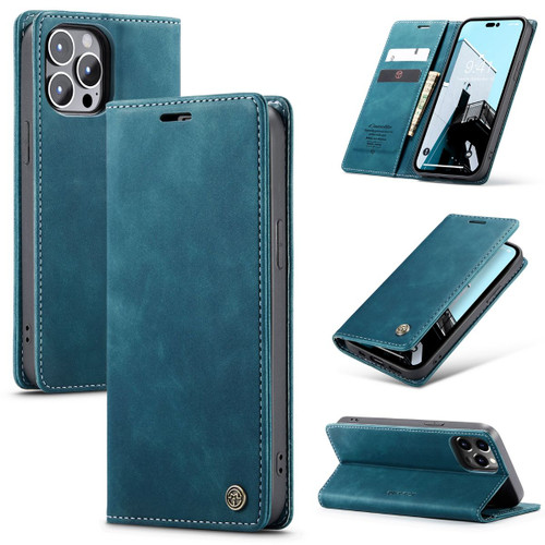 Blue iPhone 15 Pro CaseMe Compact Flip Magnetic Wallet Case - 1