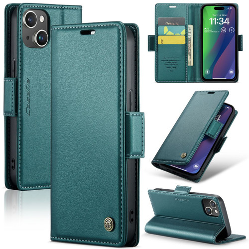 Turquoise iPhone 15 Genuine CaseMe Compact Magnetic Wallet Case - 1