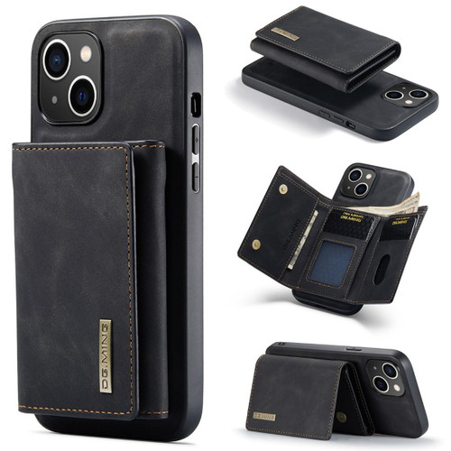 Black iPhone 15 DG.Ming M2 Series 3-Fold Multi Card Wallet Case - 1