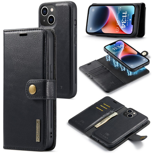 Black iPhone 14 Plus DG.Ming Magnetic Detachable Wallet Case with Card Slots - 1
