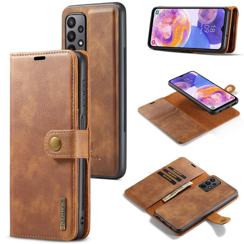 Brown Galaxy A23 DG.Ming Magnetic 2-in-1 Shockproof Leather Wallet Case - 1