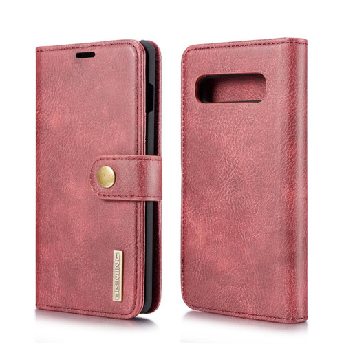 Red Galaxy S10 Plus DG.Ming 2 in 1 Leather Wallet Removable Magnetic Case - 1
