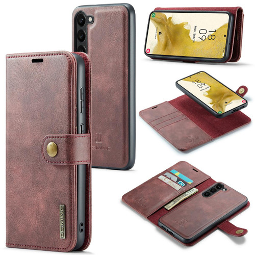 Red Galaxy S23 DG.Ming 2 in 1 Leather Wallet Removable Magnetic Case - 1