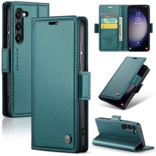 Turquoise CaseMe Slim Luxury 3 Card Slot Wallet Case For Galaxy S24 - 1