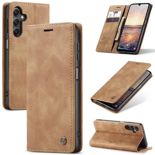 Brown Galaxy A25 5G CaseMe Slim Soft Wallet Case Cover - 1