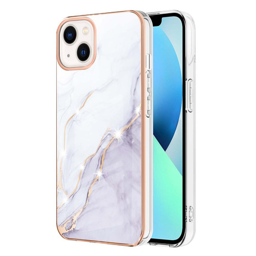 White Ultra Slim Marble Bling Soft TPU Case Cover For iPhone 15 Plus - 1