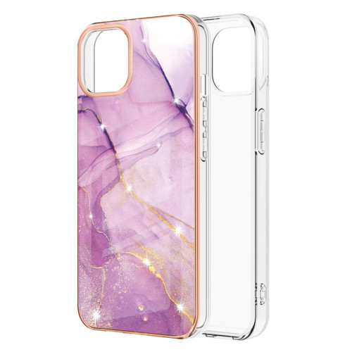 Purple Marble Bling Pattern Slim TPU Gel Case Cover For iPhone 13 Mini - 1