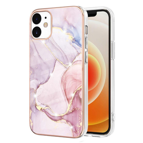 Rose Gold Electroplating Marble Pattern Slim Shockproof Case For iPhone 12 / 12 Pro - 1