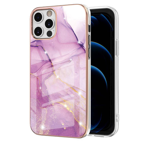 Purple iPhone 12 Pro Max Marble Shockproof Ultra Slim TPU Gel Case Cover - 1