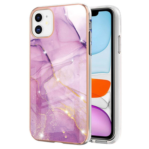 Purple Premium Electroplated Mable Stone Pattern Case For iPhone 11 - 1