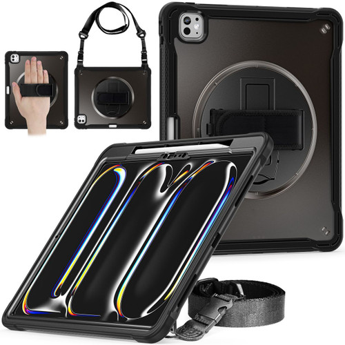 Front view of rugged case for iPad Pro 13‑inch 2024 with hand grip and strap Front view of rugged case for iPad Pro 13‑inch 2024 with hand grip and strap