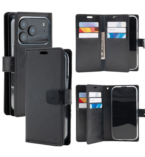 Black Genuine Mercury Mansoor Diary Flip Wallet Case For iPhone 17 Pro - 1 Black Genuine Mercury Mansoor Diary Flip Wallet Case For iPhone 17 Pro - 1