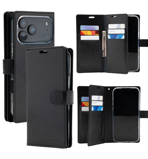 Black iPhone 17 Pro Max Genuine Mercury Mansoor Diary Flip Wallet Case - 1 Black iPhone 17 Pro Max Genuine Mercury Mansoor Diary Flip Wallet Case - 1
