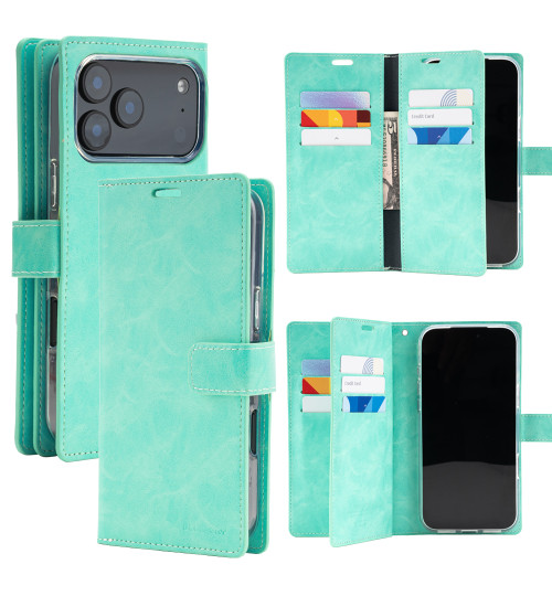 Mint Green iPhone 17 Pro Max Genuine Mercury Mansoor 9 Card Holder Wallet - 1 Mint Green iPhone 17 Pro Max Genuine Mercury Mansoor 9 Card Holder Wallet - 1