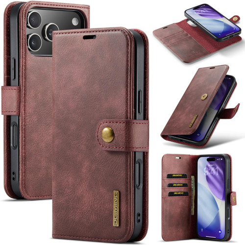 Red iPhone 17 Pro Max DG.Ming Magnetic 2-in-1 Shockproof Leather Wallet Case - 1 Red iPhone 17 Pro Max DG.Ming Magnetic 2-in-1 Shockproof Leather Wallet Case - 1