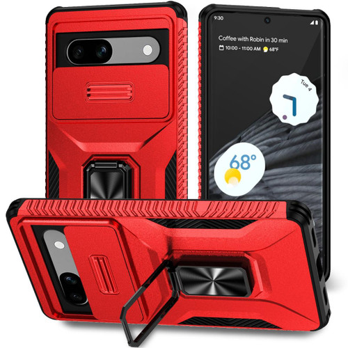 Red Protective Sliding Camshield Phone Case For Google Pixel 7a - 1
