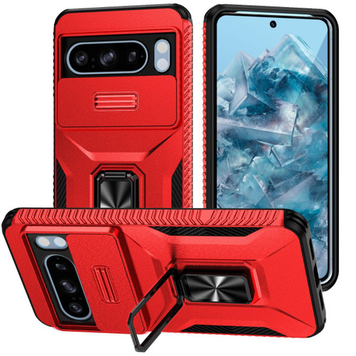 Red Full-Coverage Sliding Camshield Phone Case For Google Pixel 8 Pro - 1