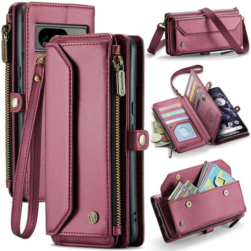 Wine Google Pixel 8 CaseMe C36 Wallet Case with Zipper and Card Slots - 1 Wine Google Pixel 8 CaseMe C36 Wallet Case with Zipper and Card Slots - 1