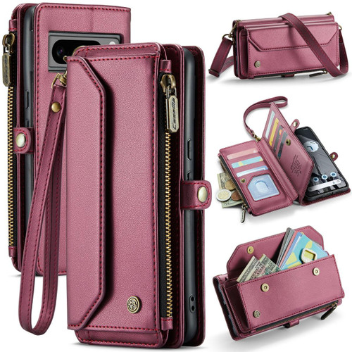 Wine Google Pixel 8 Pro CaseMe C36 Wallet Phone Case with Zipper Storage - 1 Wine Google Pixel 8 Pro CaseMe C36 Wallet Phone Case with Zipper Storage - 1