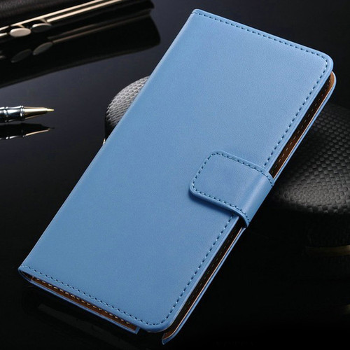 Light Blue Leather Wallet Case For Samsung Galaxy Note 4 Cover - 1