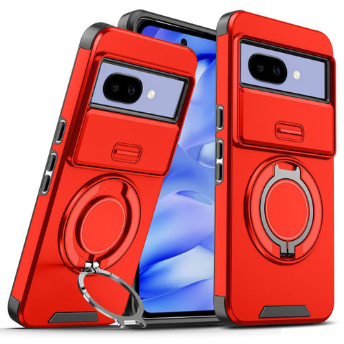 Red Shockproof Rugged Heavy Duty Sliding Camshield Ring Case for Pixel 9a Red Shockproof Rugged Heavy Duty Sliding Camshield Ring Case for Pixel 9a