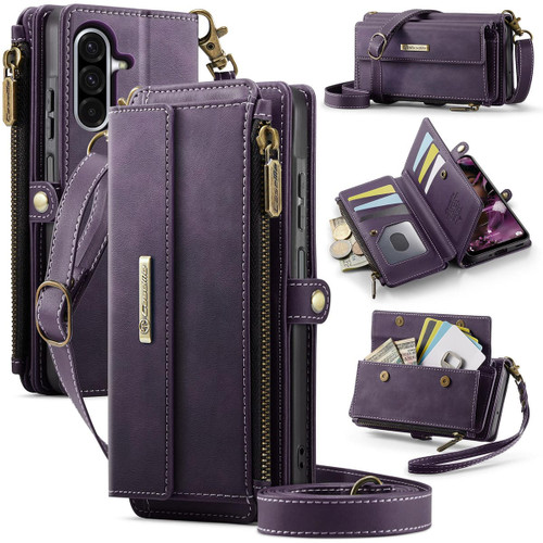 Purple CaseMe C39 RFID Zip Wallet Case with Strap for Samsung Galaxy A17 5G - 1