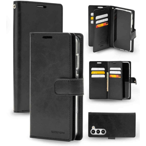 Black Galaxy S25 FE Mercury Mansoor Diary Flip Wallet Case - 1