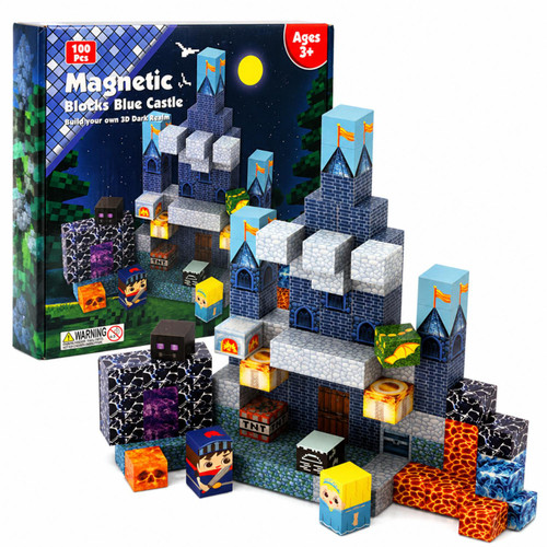Blocks Blue Castle Dark Realm 100PCS Kids STEM Building Cube Set