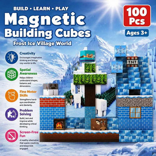 Building Cubes 100PCS Set Kids STEM Toy Block Craft Frost Ice Village