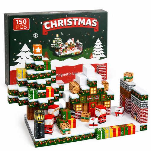 Christmas Winter Village Building Cubes STEM Playset for Kids