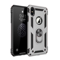 Silver  Slim Armour 360 Degree Ring Stand Case For IPhone X / XS