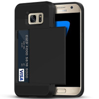 Black Shock Proof Slide Card Armor Case For Samsung Galaxy S7