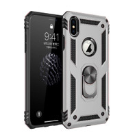 Silver IPhone XR Slim Armour 360 Degree Metal Circle Ring Stand Case