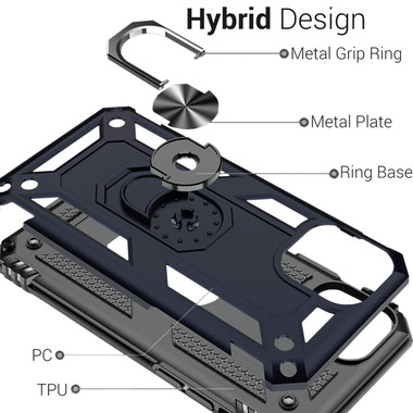 Navy Slim Armor 360 Rotating Metal Circle Stand Case For iPhone 11 Pro - 2