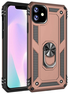 Rose Gold 360 Rotating Metal Ring Shock Proof Stand Case For iPhone 11 - 1