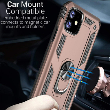 Rose Gold 360 Rotating Metal Ring Shock Proof Stand Case For iPhone 11 - 2