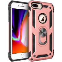 Rose Gold IPhone 8 Plus Shock Proof Case 360 Rotating Metal Ring Stand